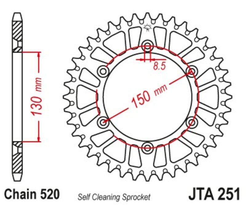JT SPROCKETS Aluminium Ultraleichtes Ultraleichtes Kettenrad 251-520