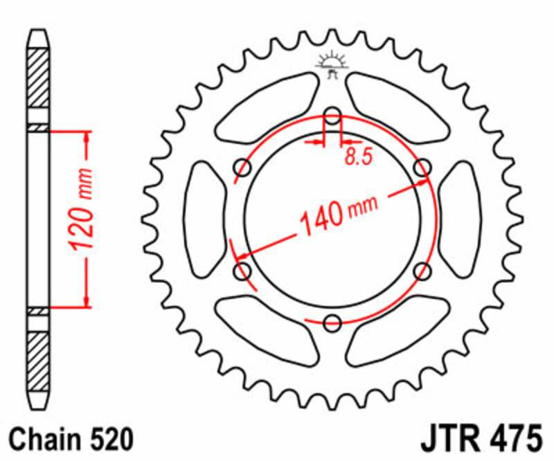 JT SPROCKETS Standard Stahlritzel hinten 475 - 520