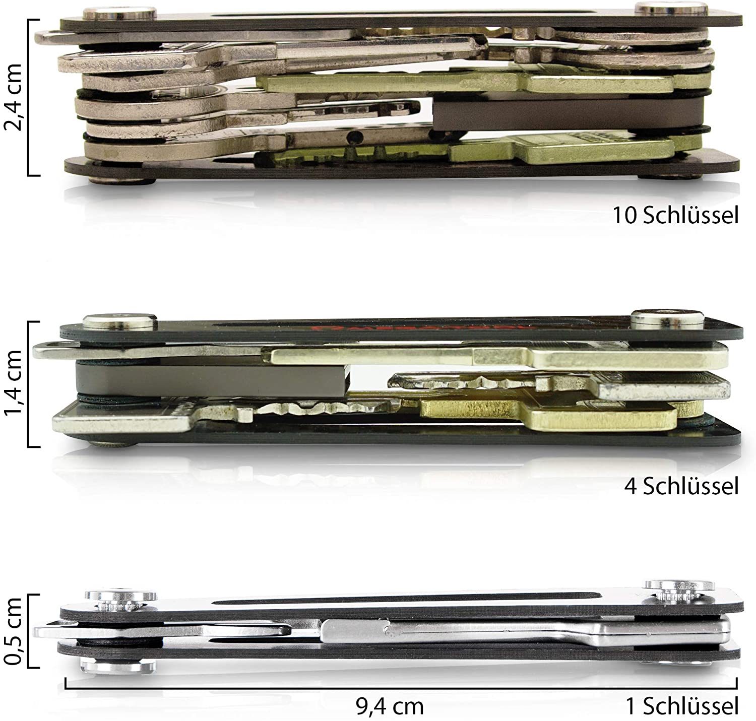 OMEGA-TOOL - Key Organizer aus Carbon - mit GRATIS Flaschenöffner - in edler Geschenkbox - perfekt geeignet für den organisierten Mann