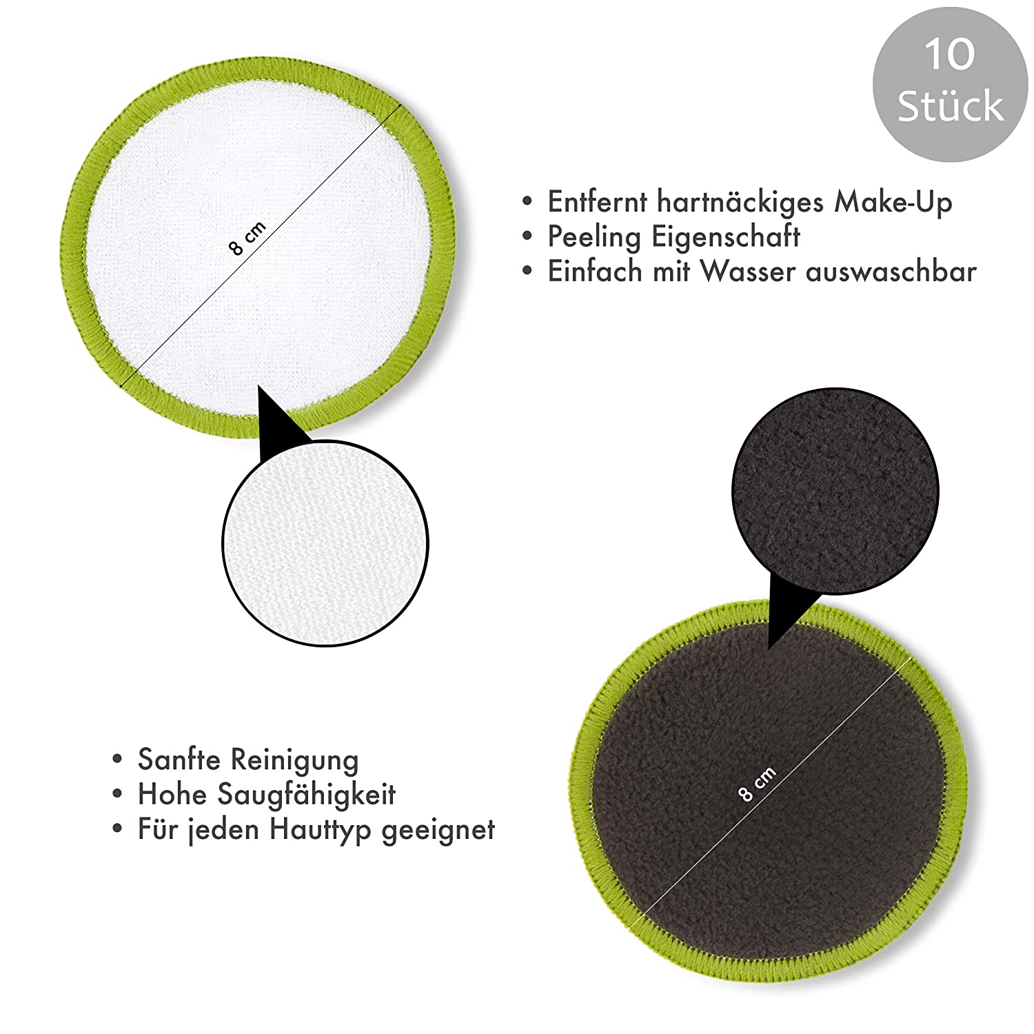 [10er Set] Abschminkpads waschbar inkl. Abschminktuch & Wäschebeutel - Flauschig weiche und wiederverwendbare Wattepads aus feinster Bambus Faser für umweltbewusste Frauen