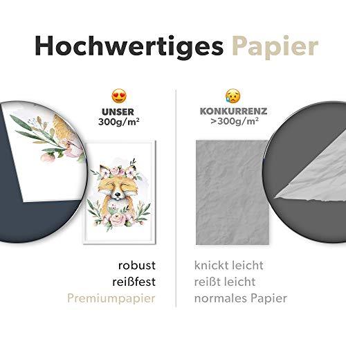 Golden Posters 4er Bilder Set Poster hochwertig süße Motive mit Tieren - Bilder Deko Kinderzimmer Mädchen und Junge - Bilderset Baby - Papier DIN A 4 300g/m2