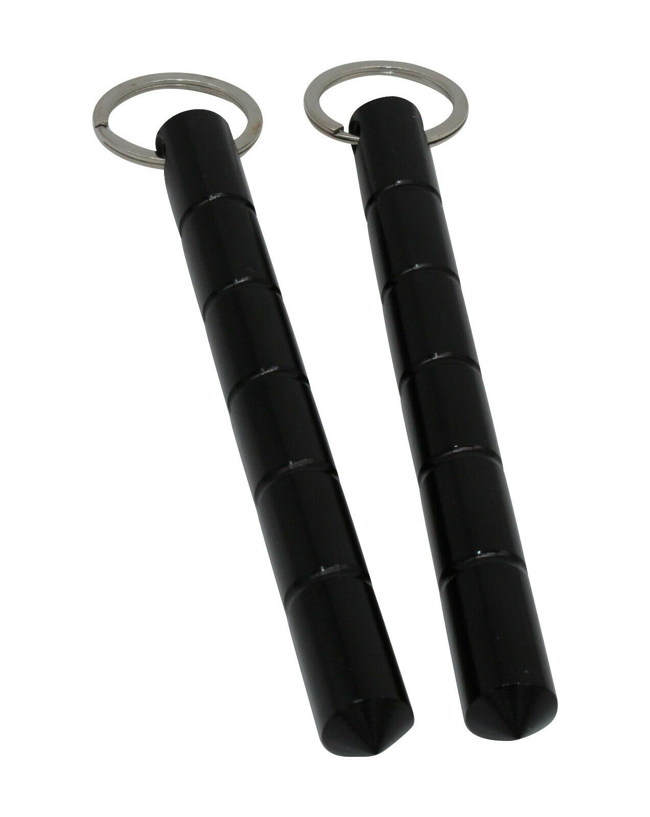 ocona© 2x Kubotan (Doppelpack) zur Selbstverteidigung mit Schlüsselring (2 x Schwarz Rund)