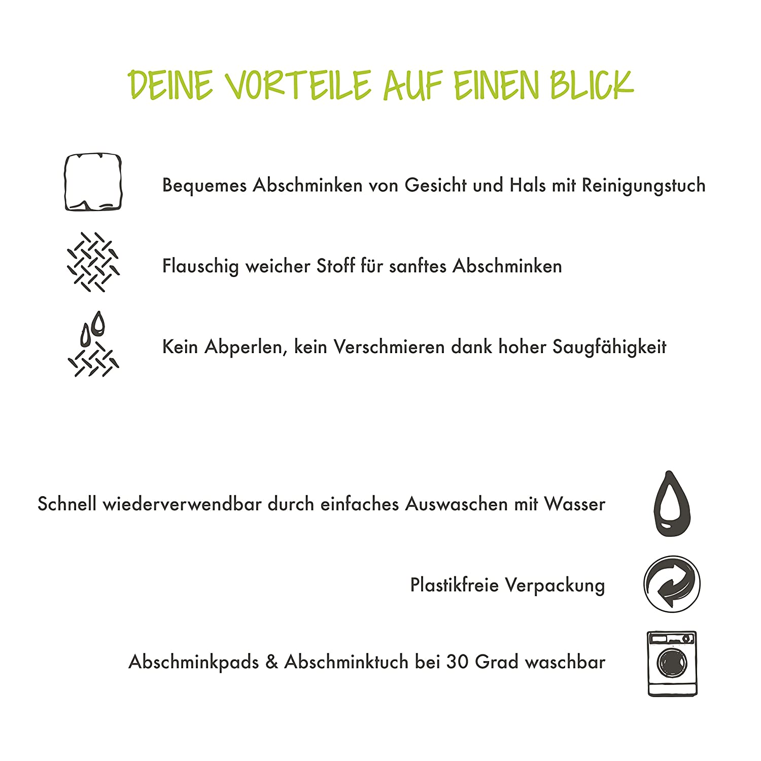 [10er Set] Abschminkpads waschbar inkl. Abschminktuch & Wäschebeutel - Flauschig weiche und wiederverwendbare Wattepads aus feinster Bambus Faser für umweltbewusste Frauen