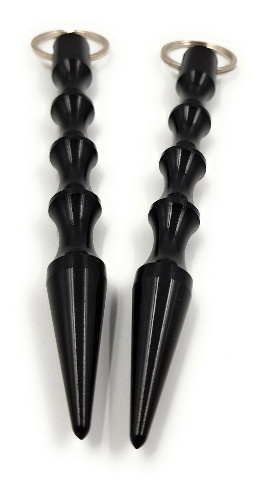 ocona© 2x Kubotan (Doppelpack) zur Selbstverteidigung mit Schlüsselring (2 x Schwarz Spitz)