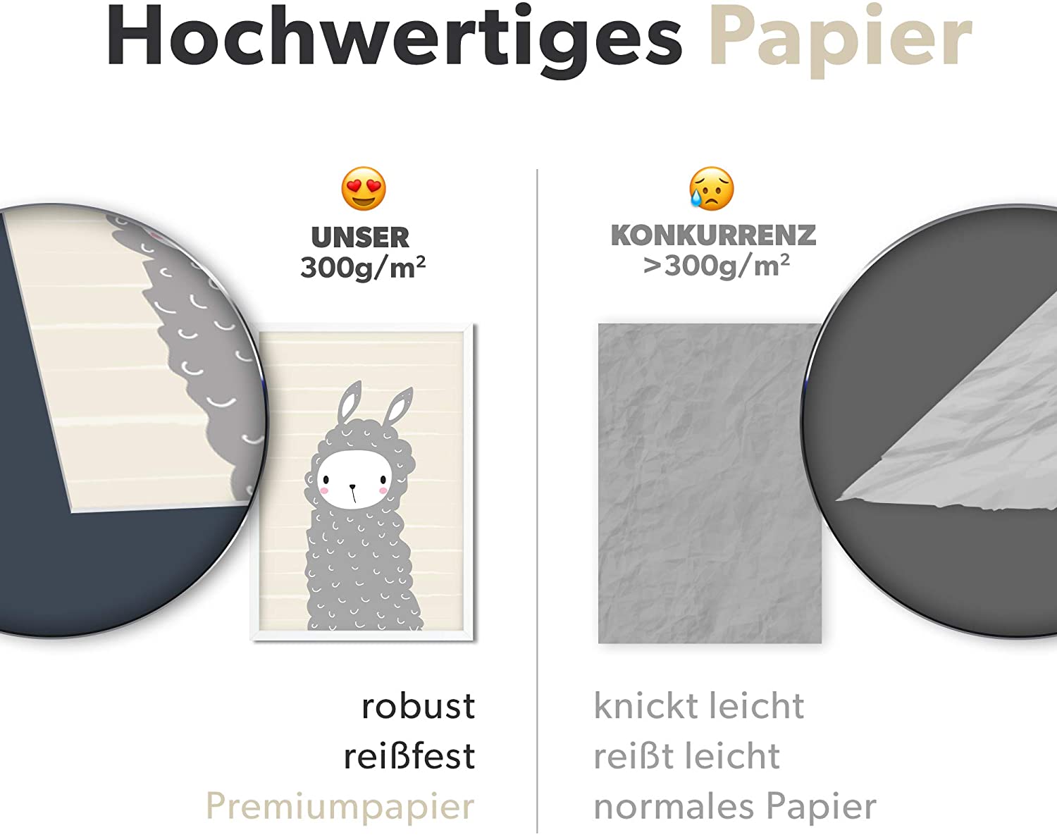 Golden Posters Poster Kinderzimmer 4er Set für Mädchen und Junge – Hase, Lama, REH und Zebra – Sand (DIN A4)