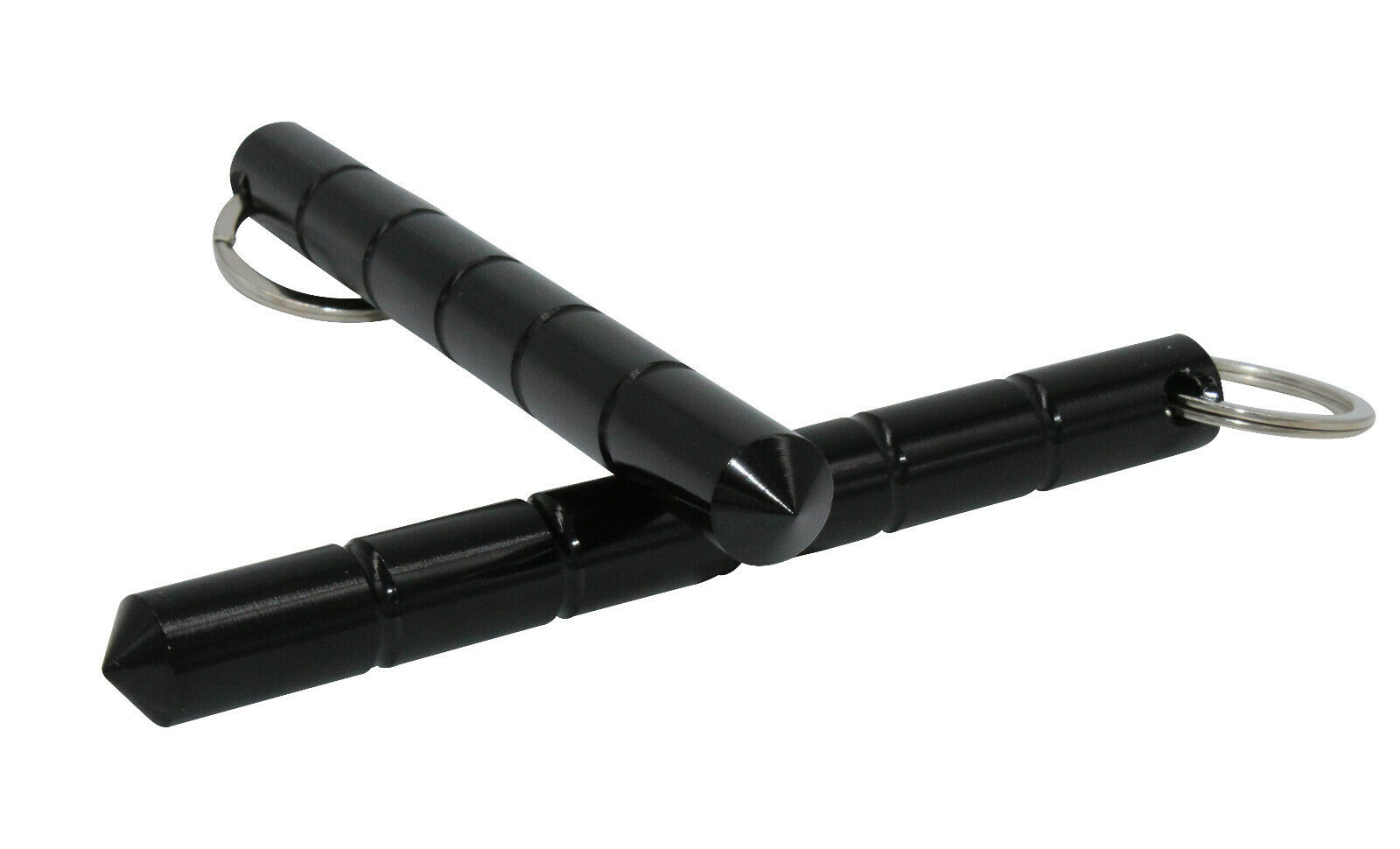 ocona© 2x Kubotan (Doppelpack) zur Selbstverteidigung mit Schlüsselring (2 x Schwarz Rund)