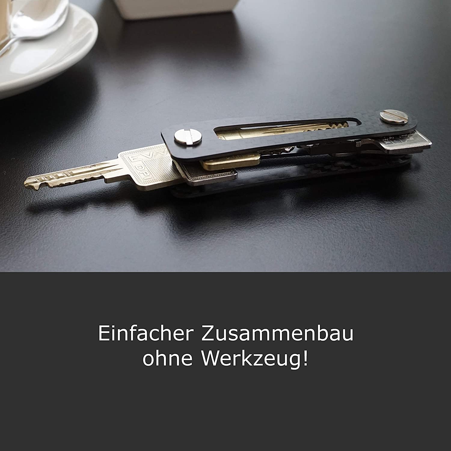OMEGA-TOOL - Key Organizer aus Carbon - mit GRATIS Flaschenöffner - in edler Geschenkbox - perfekt geeignet für den organisierten Mann