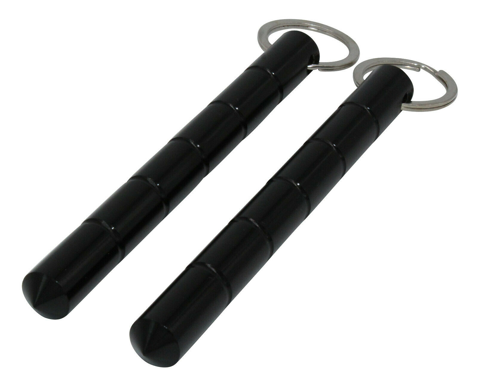 ocona© 2x Kubotan (Doppelpack) zur Selbstverteidigung mit Schlüsselring (2 x Schwarz Rund)