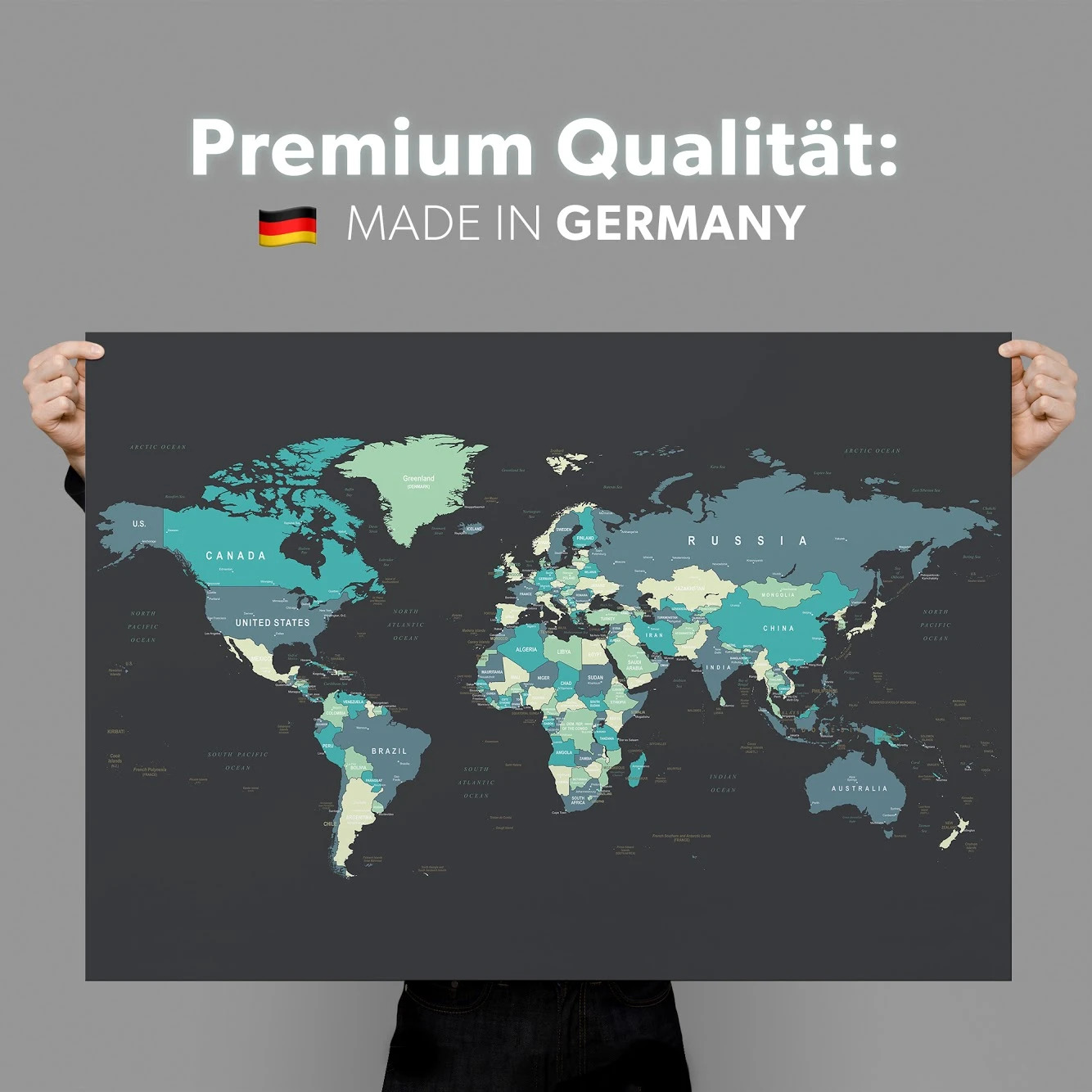 Golden Posters Weltkarte mit Legende – Grün (Din A2)