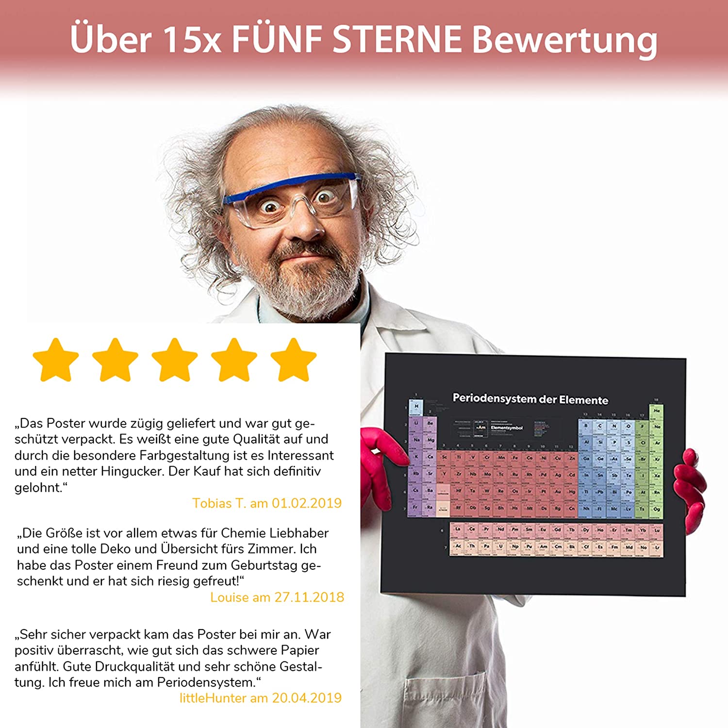 Golden Posters Periodensystem Poster (DIN A3) - Rot