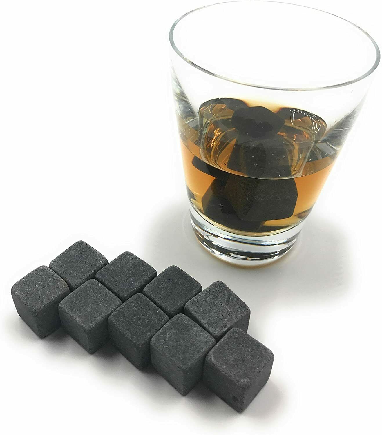 ocona Whisky Steine, wiederverwendbare Eiswürfel mit Eiszange, Speckstein 12Stüc