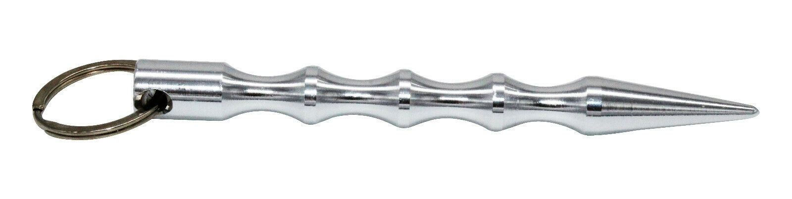 ocona© 2x Kubotan (Doppelpack) zur Selbstverteidigung mit Schlüsselring (Silber Spitz + Schwarz Rund)