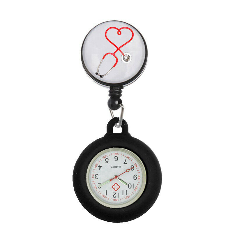 Nurse Watch Schwesternuhr Silikon ausziehbares Band Pulsuhr Kitteluhr Pflege Motiv 4 SW