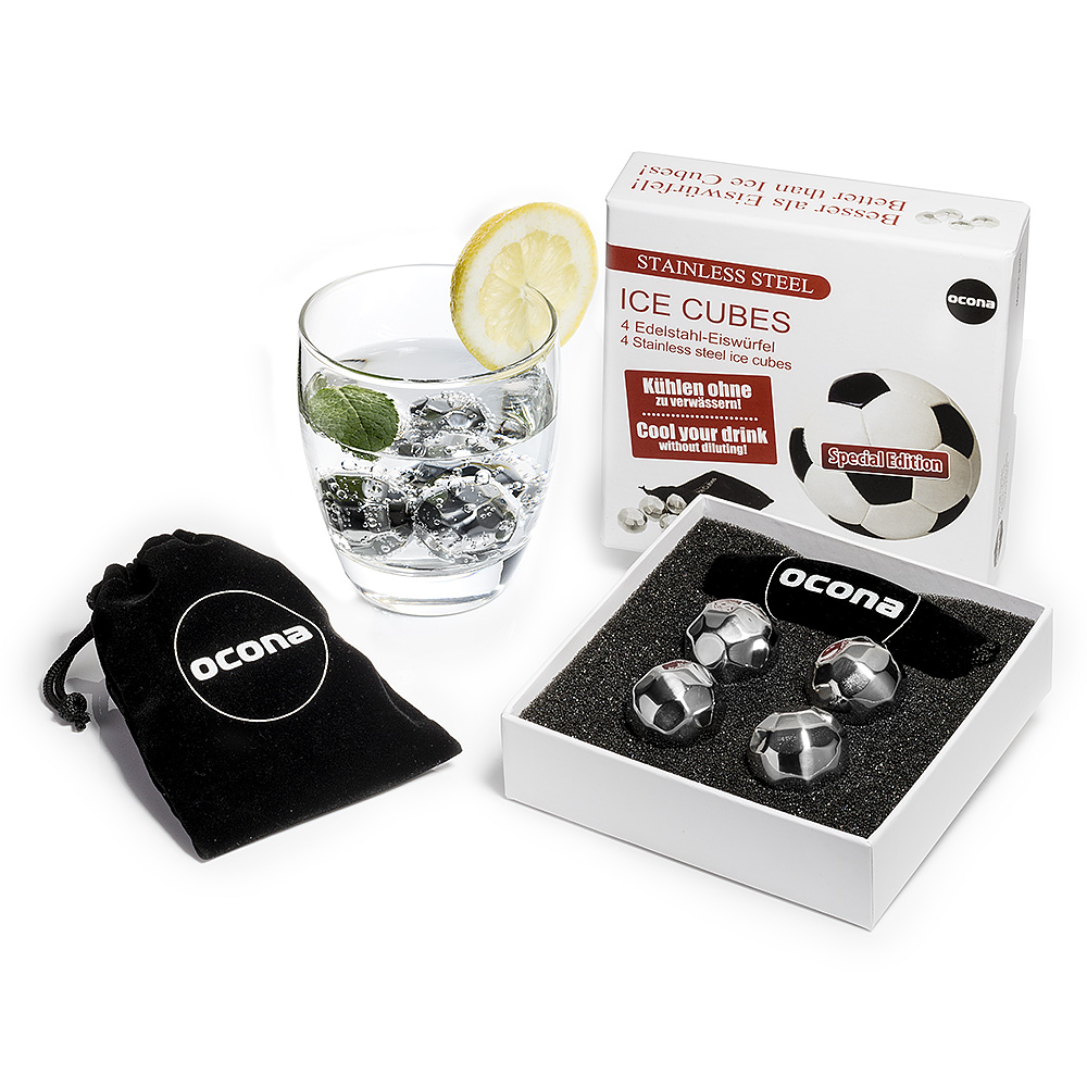 ocona Whisky Steine, Ice Cubes Set, wiederverwendbare Edelstahl Eiswürfel Fußbal