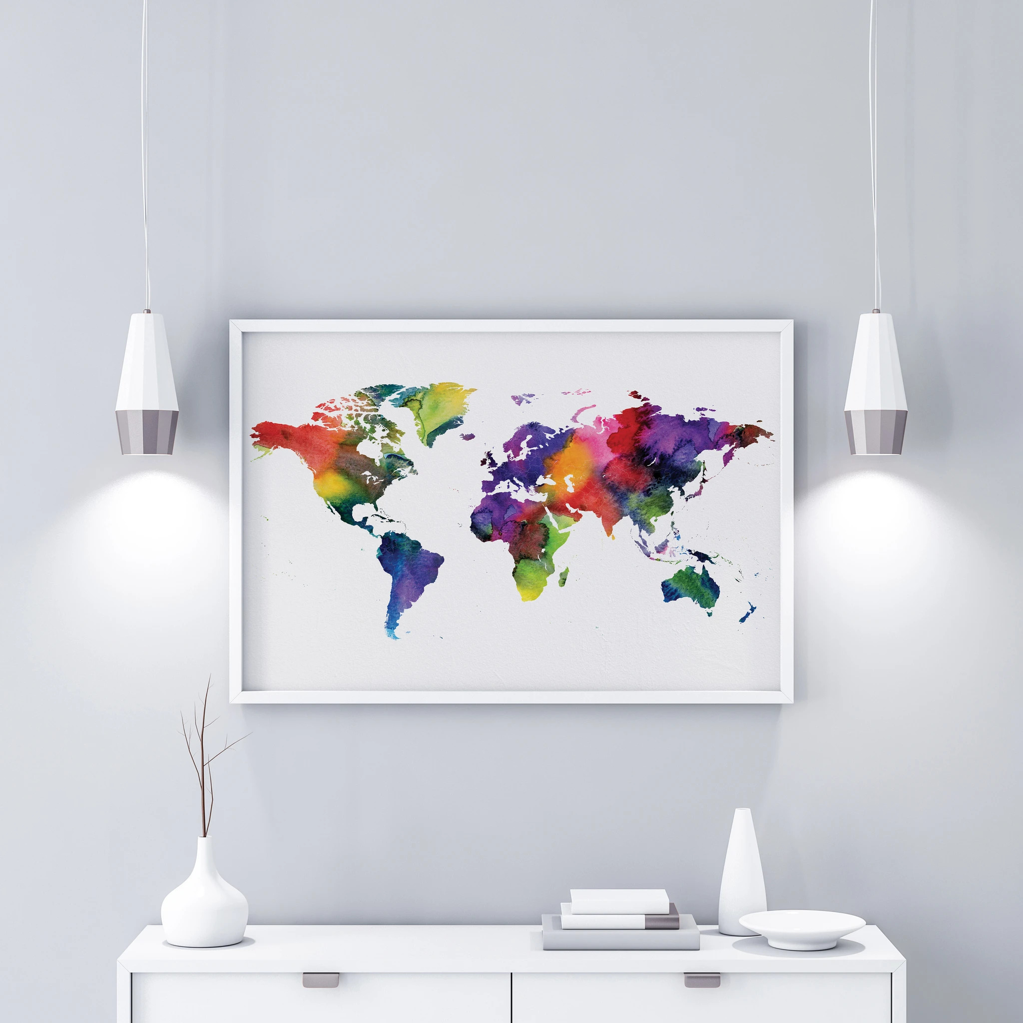 Golden Posters Weltkarte Design - Bunt (105 x 70cm)