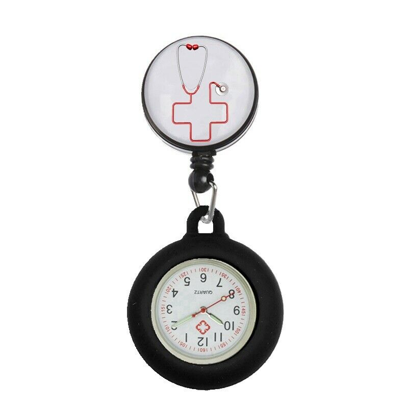 Nurse Watch Schwesternuhr Silikon ausziehbares Band Pulsuhr Kitteluhr Pflege Motiv 2 SW