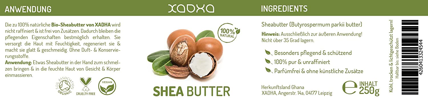 Sheabutter BIO unraffiniert kaltgepresst, 100% Natur & vegan, 250 Gramm
