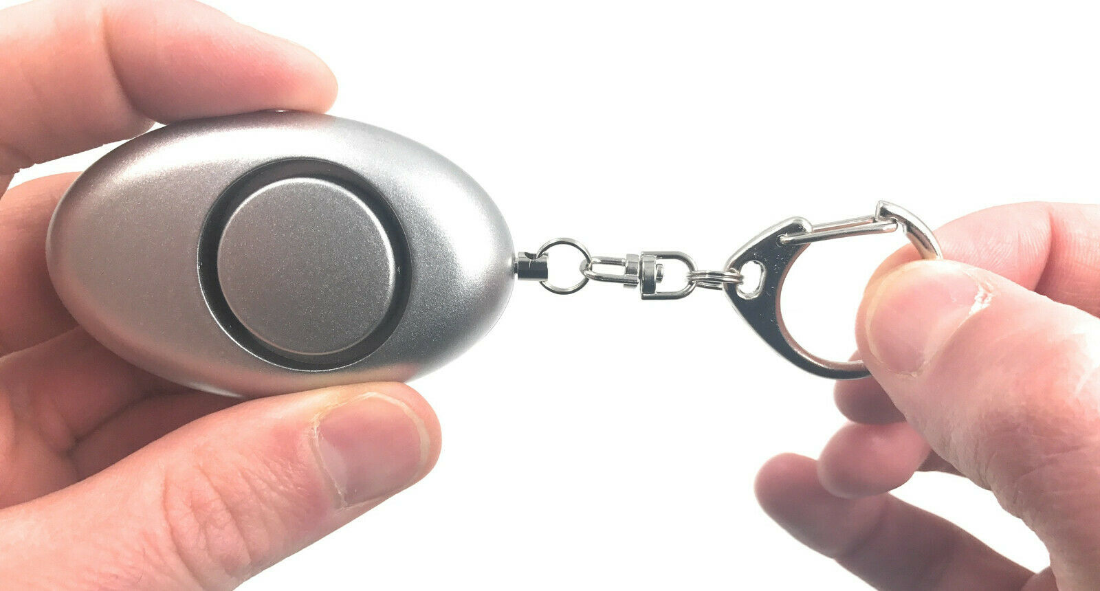 2x ocona© Taschenalarm zur Selbstverteidigung mit integrierter LED-Lampe, 140dB Silber Ei