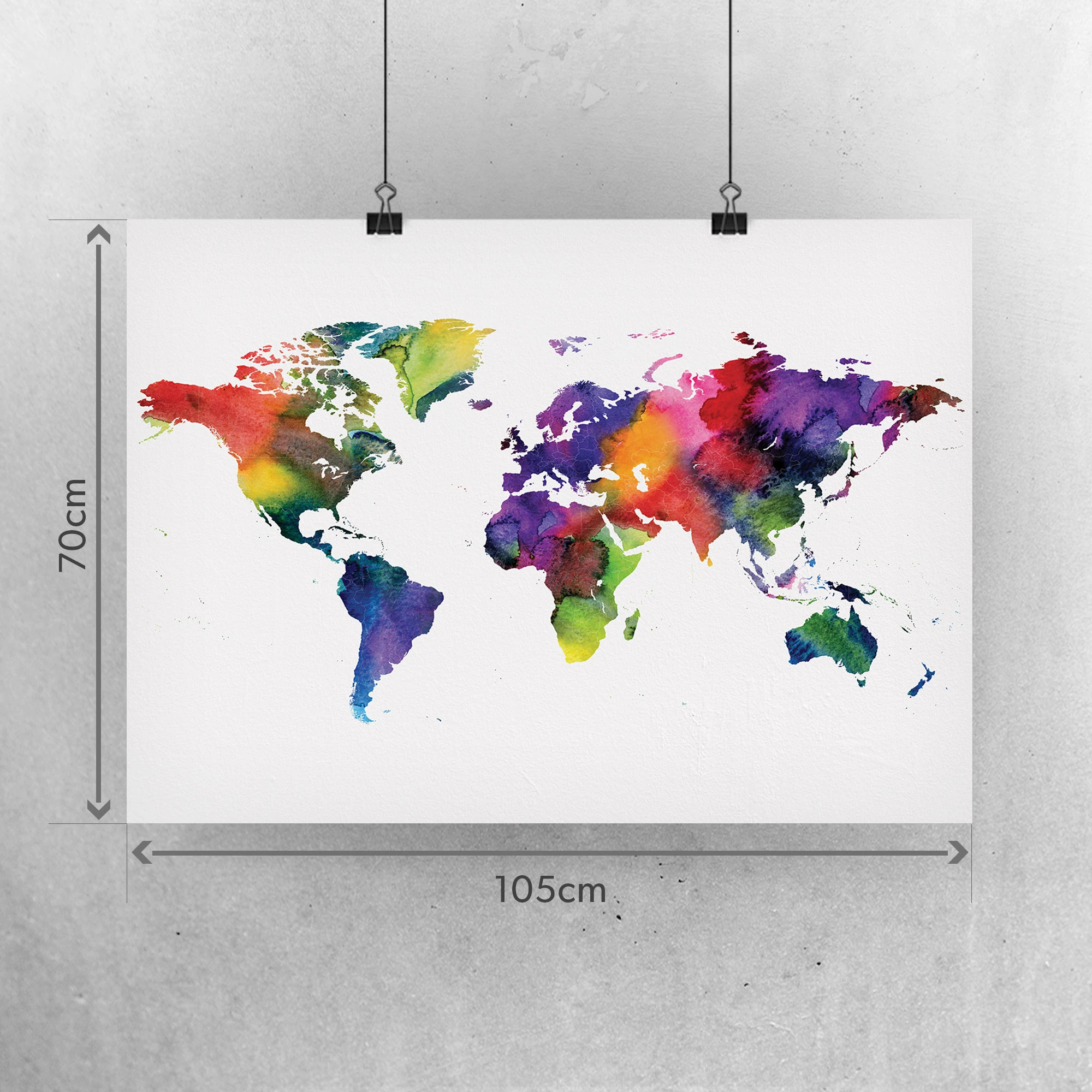 Golden Posters Weltkarte Design - Bunt (105 x 70cm)
