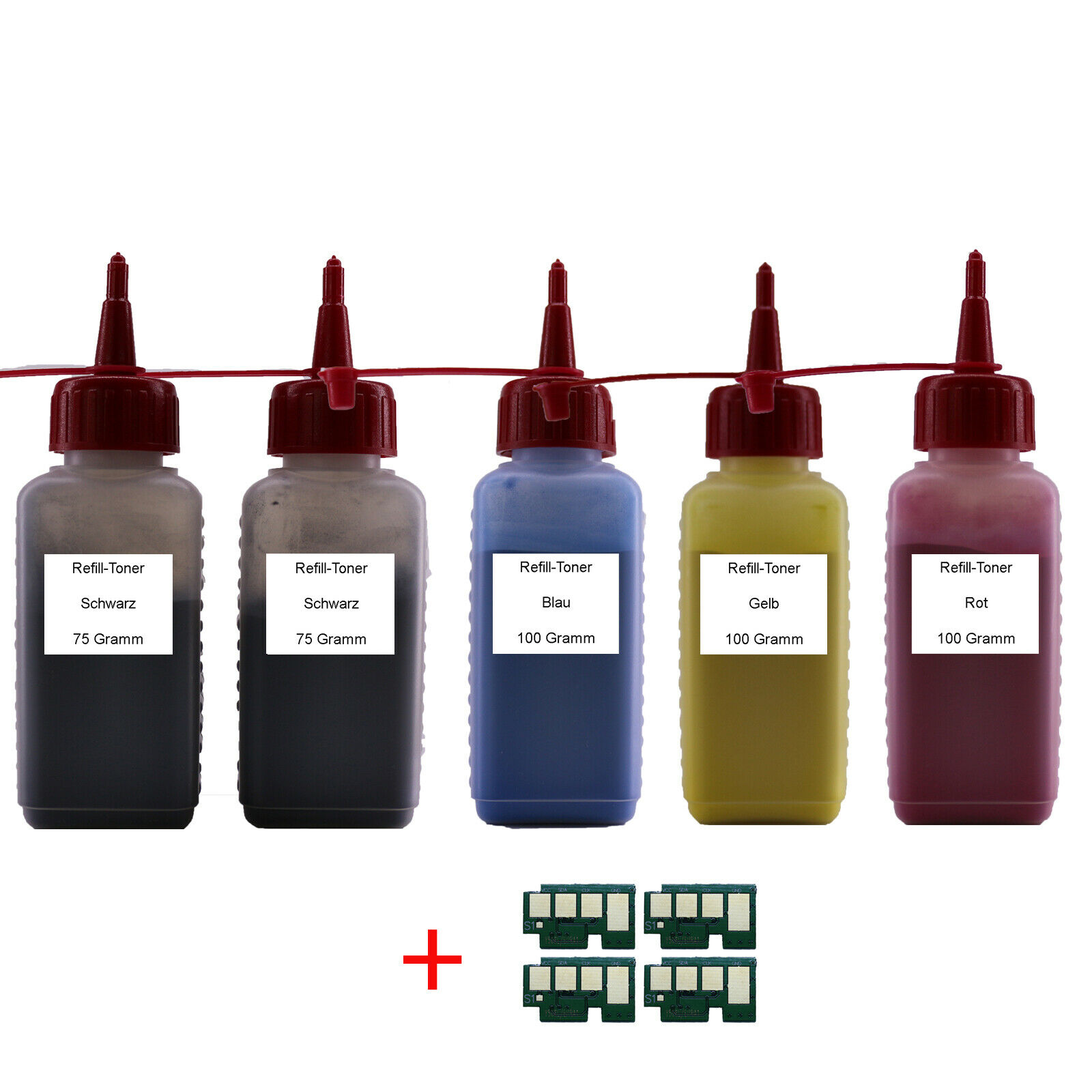 4x Refill Toner + Reset Chips für Samsung CLT-404S  C430 C480