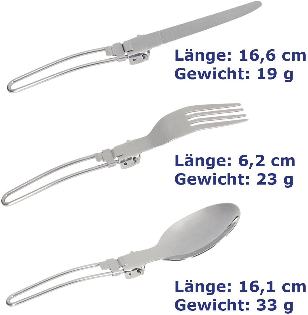 NORDICBERRY Premium Outdoor Klappbesteck und Campingbesteck aus hochwertigem Edelstahl mit Neoprentasche (Viererpack)