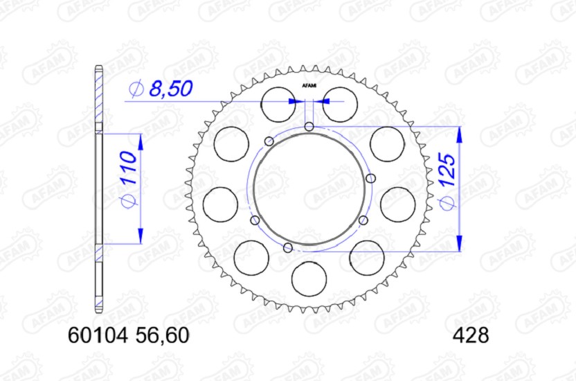 AFAM Aluminium Kettenrad hinten 60104 - 428