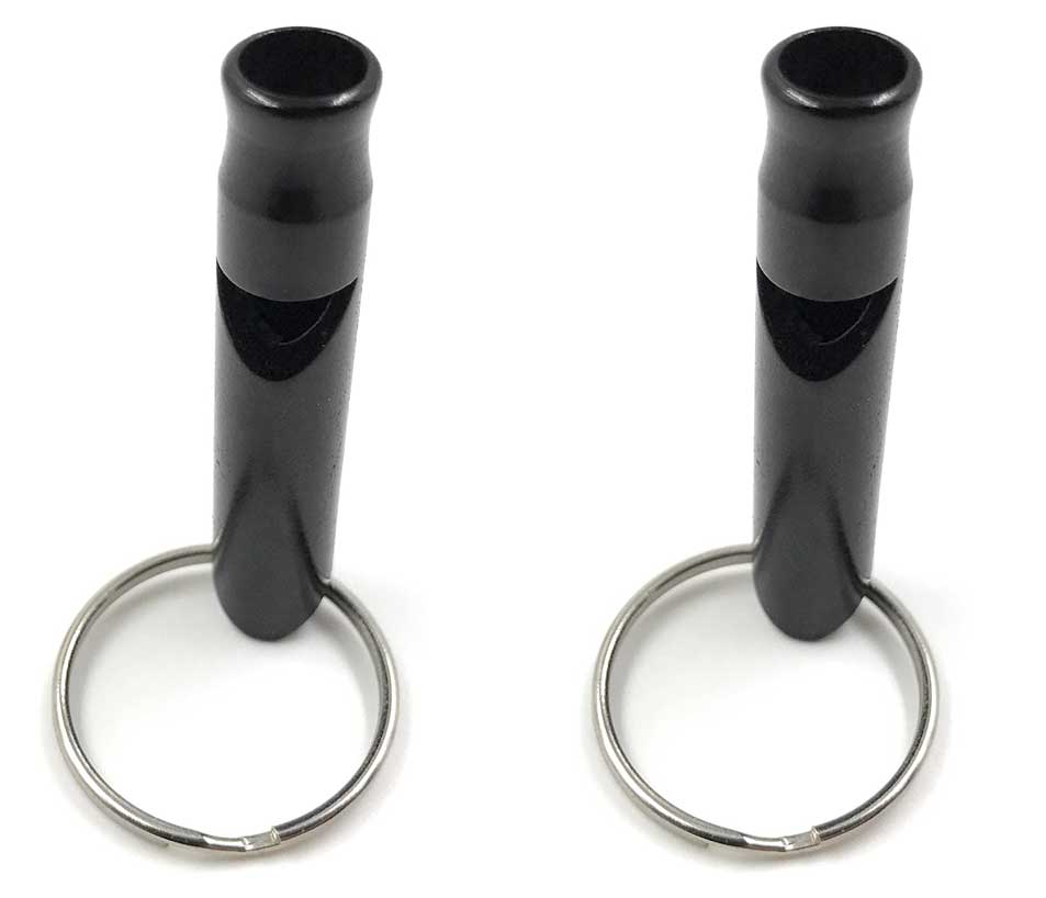 ocona Pfeife, Signalpfeife, Hundepfeife, Schlüsselanhänger, schwarz - 2er Pack -