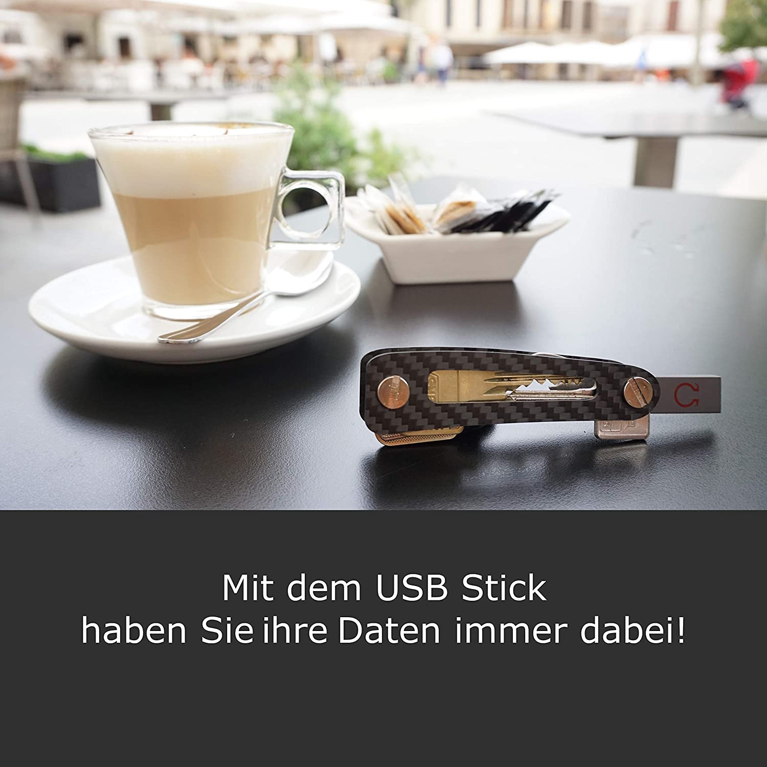 OMEGA-TOOL - Key Organizer aus Carbon - mit GRATIS Flaschenöffner - in edler Geschenkbox - perfekt geeignet für den organisierten Mann